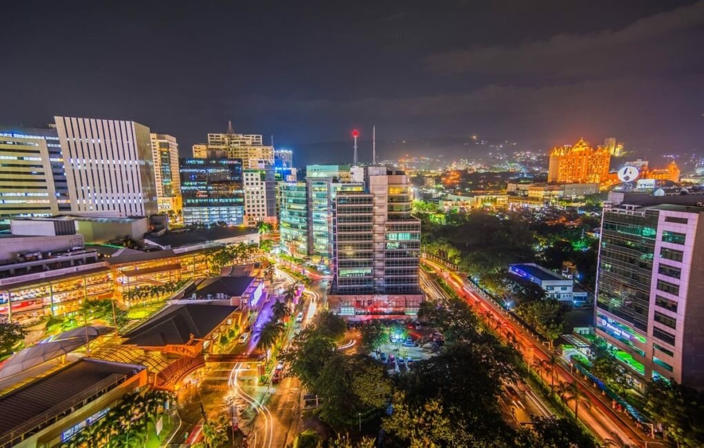 Cebu City lit up during the evening