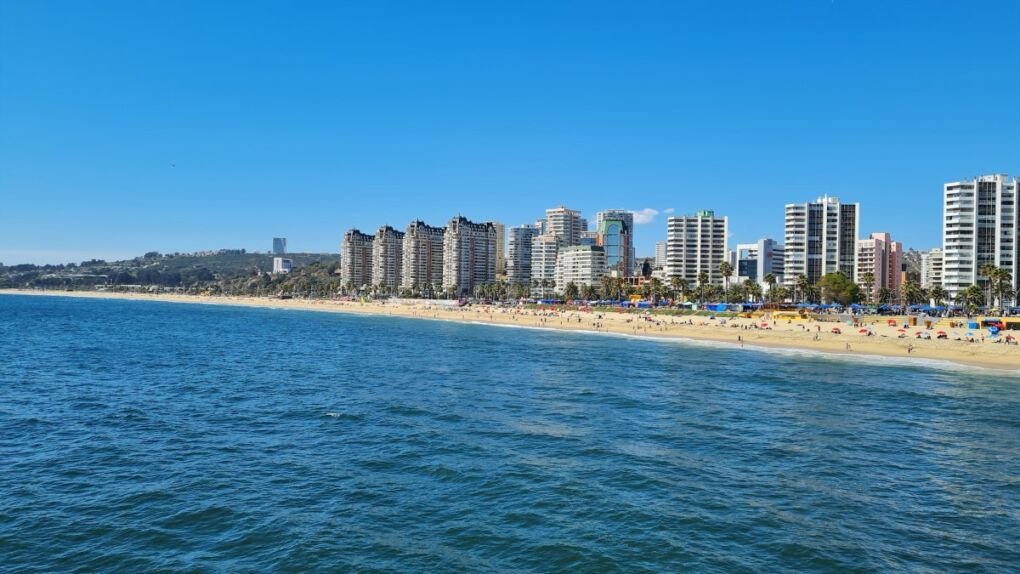 The skyline and beach of Viña del Mar