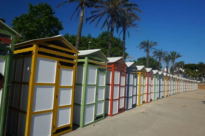 costa brava colourful beach huts