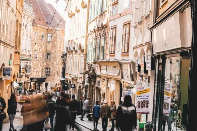 Sporgasse shopping street view