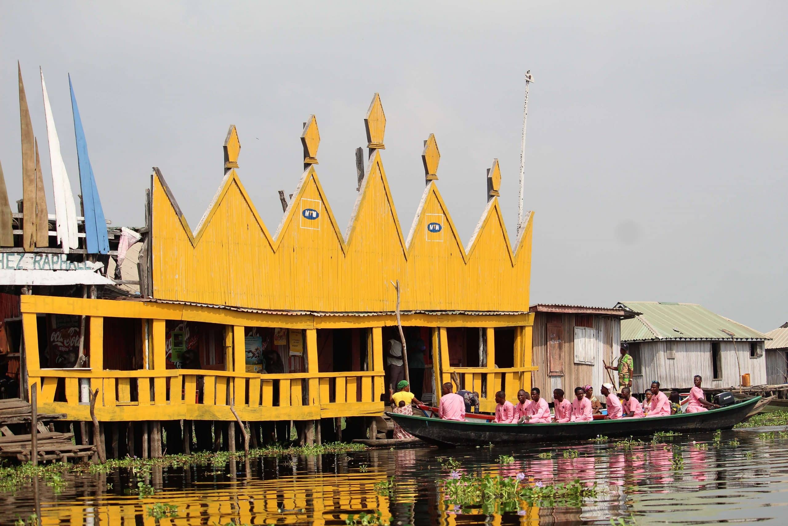 Floating hotel in Ganvie, Benin