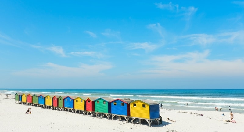 Muizenberg Beach houses Cape Town South Africa