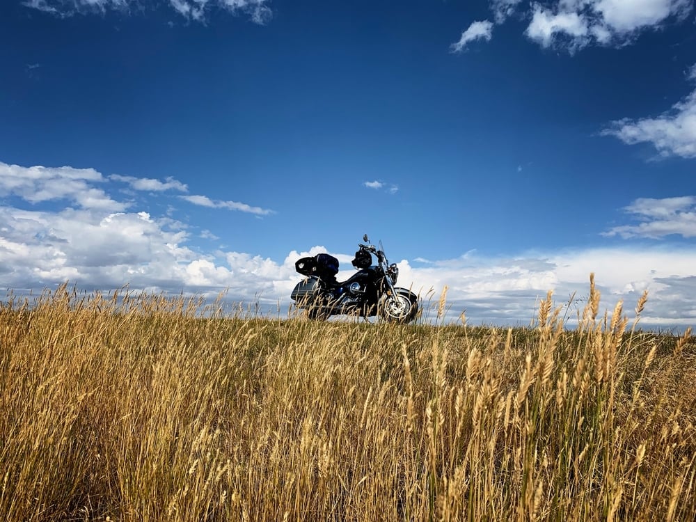 Motorcycle blue sky grass