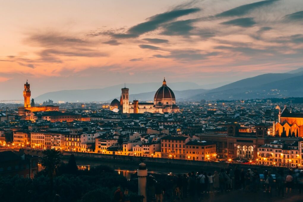 Sunset view of city in Florence