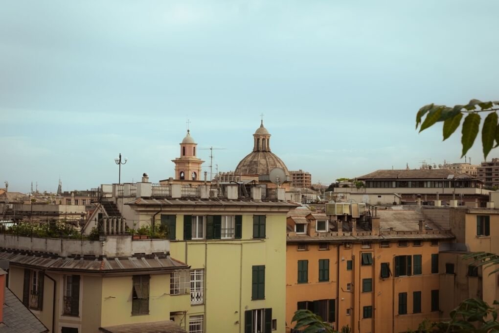 Busy rooftops of Genoa city