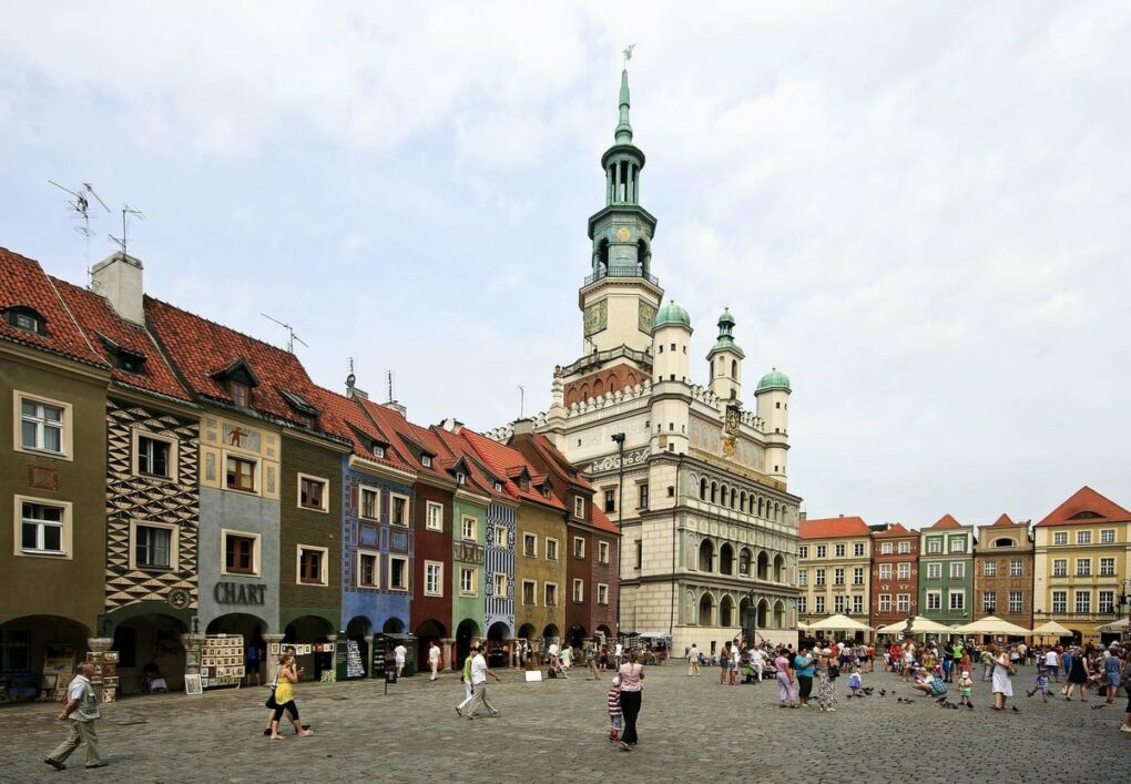 View of city square in Poznan, Poland
