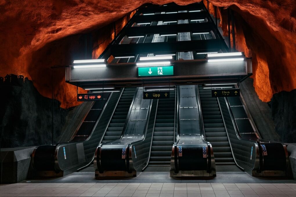 Underground train terminal in Solna City, Sweden
