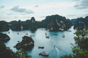 Tour boats in Ha Long Bay Vietnam