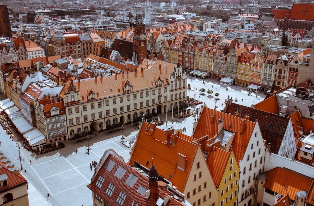 Aerial view of Wroclaw, Poland