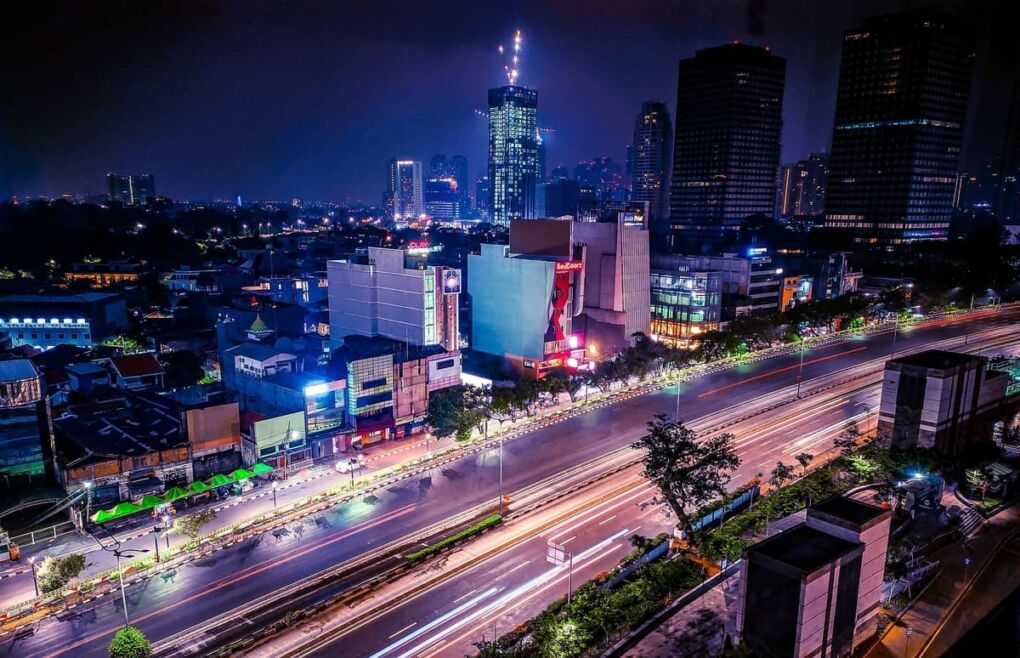 Jakarta highway at night