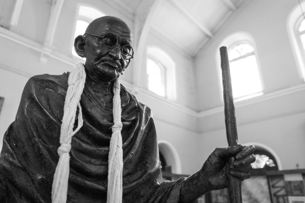 statue of Gandhi at the Aga Khan palace Pune