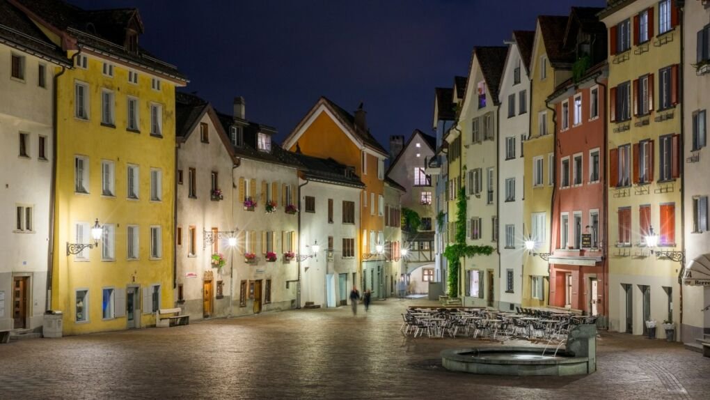 Chur neighborhood at night