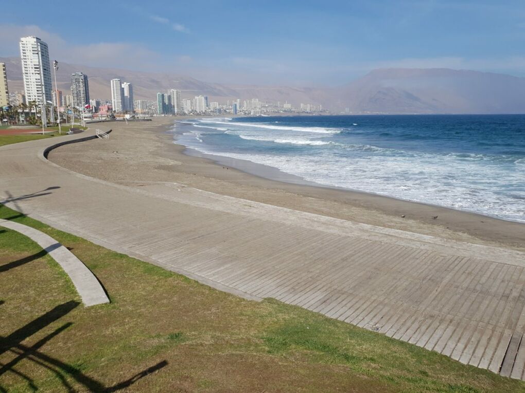 View of Iquique and the beach with the Andes in the background