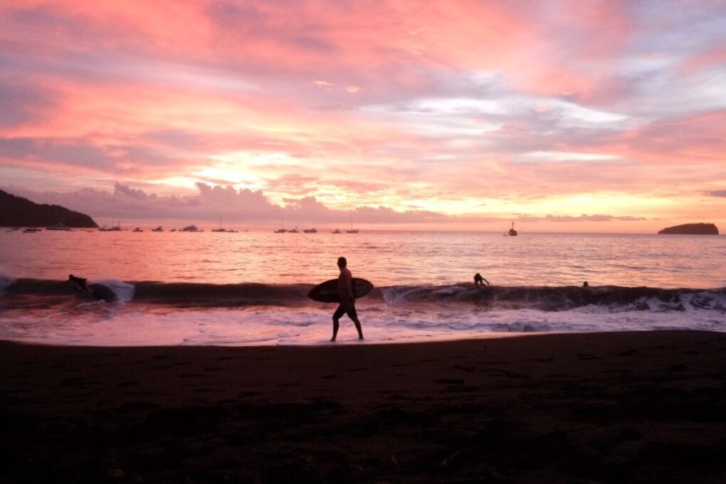 Playa del Cocos with surfer walker