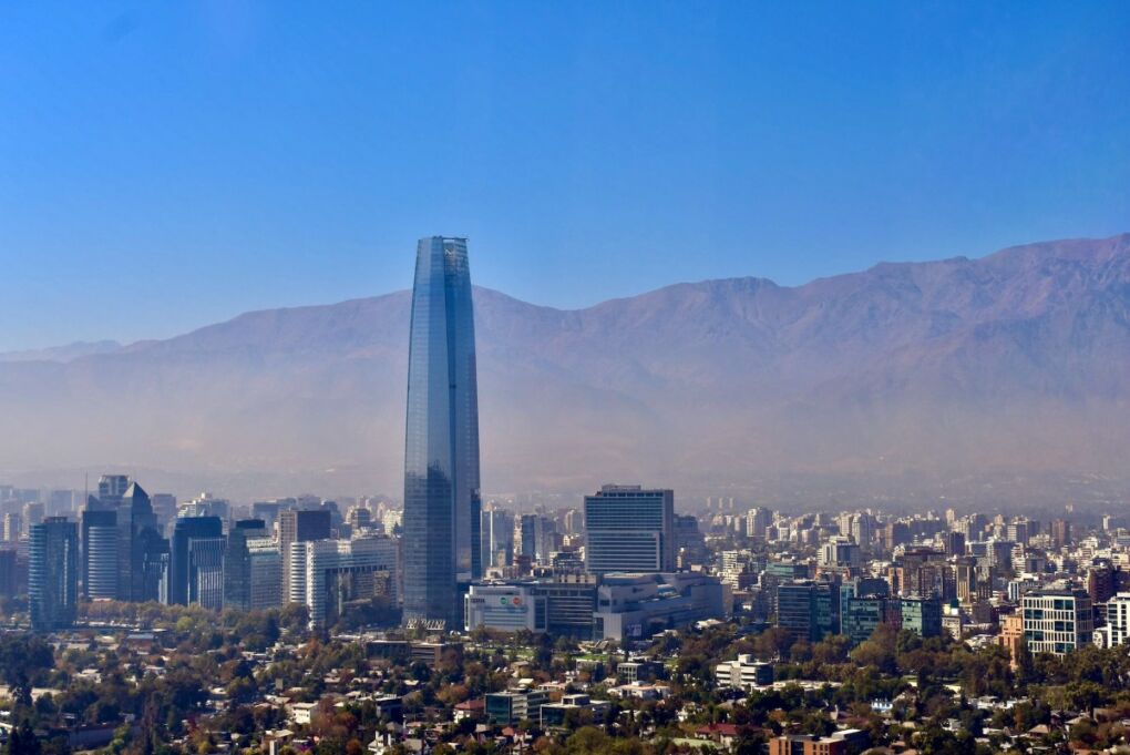 The skyline of Santiago with the Andes in the background