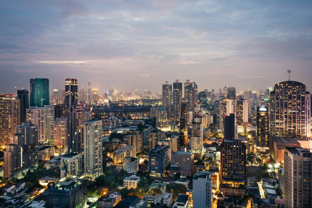 Downtown Bangkok in the evening