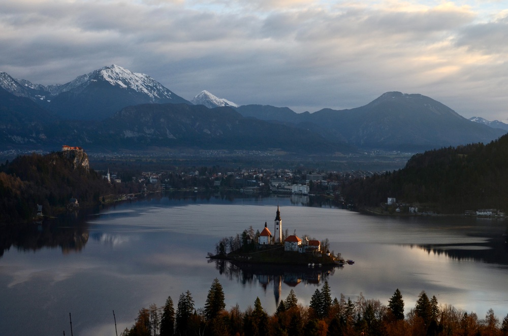A view of Lake Bled and Bled castle, one of the most beautiful places to live in Slovenia. 