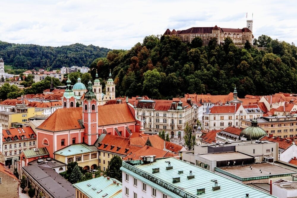View of Ljubljana, capital city, and one of the best places to live in Slovenia. 