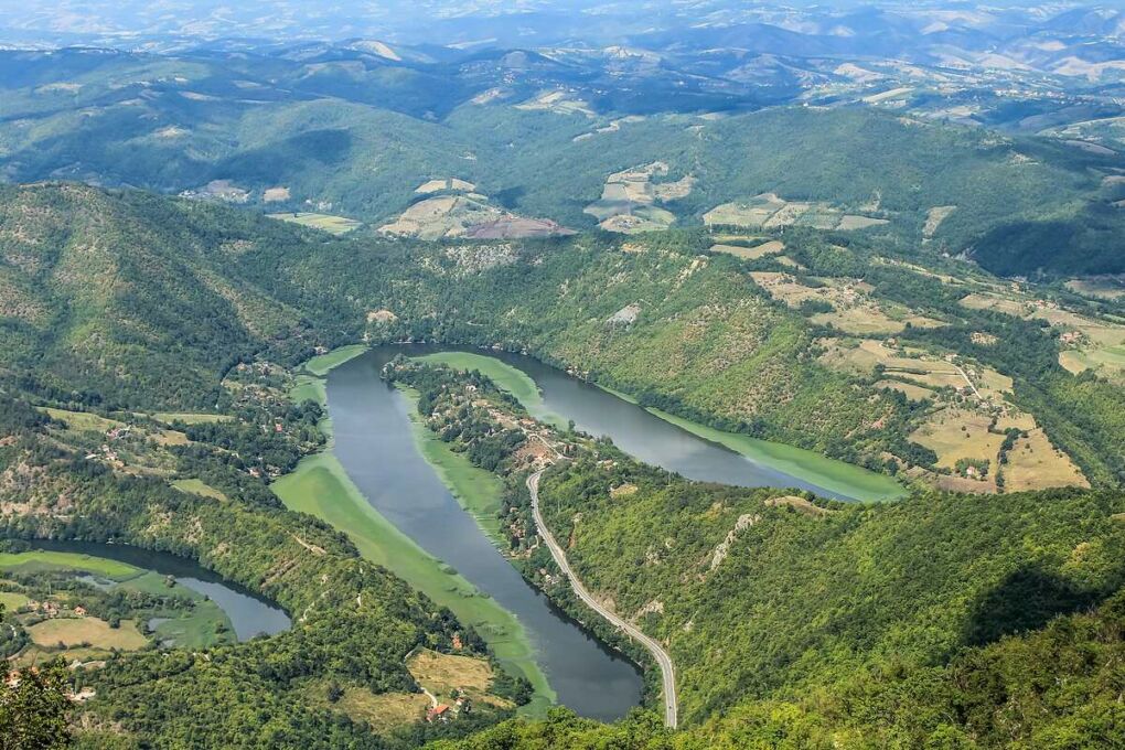 Aerial view of Ovčar Kablar Gorge nearby Čacak