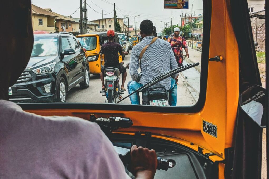 Tuk tuk ride in Nigeria