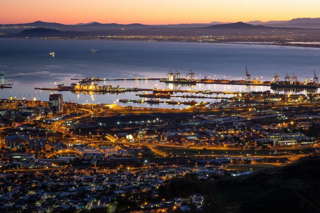 table bay harbour at night time