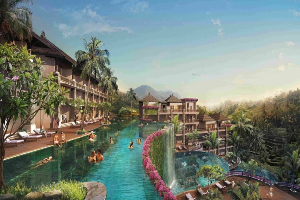 waterfall pool at hotel in ubud jungle
