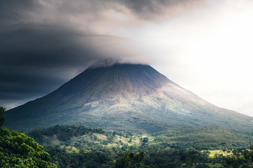 Volcano on a cloudy day 