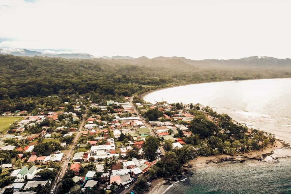 Bird's eye view of Puerto Viejo town