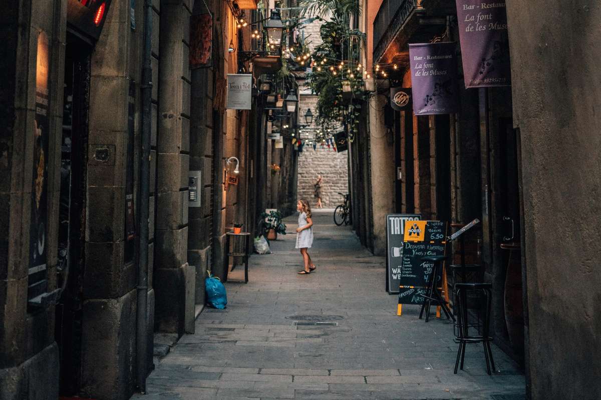Narrow Street in Barcelona.