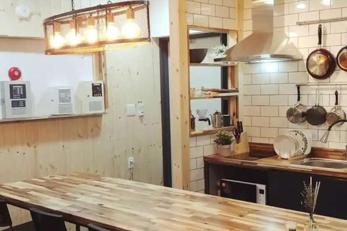 Rustic Kitchen inside the S613 Stay with Hongdae Single Room.