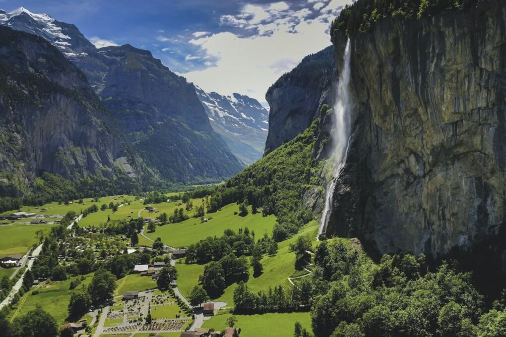 image-of-waterfall-over-green-land-in-lauterbrunnen