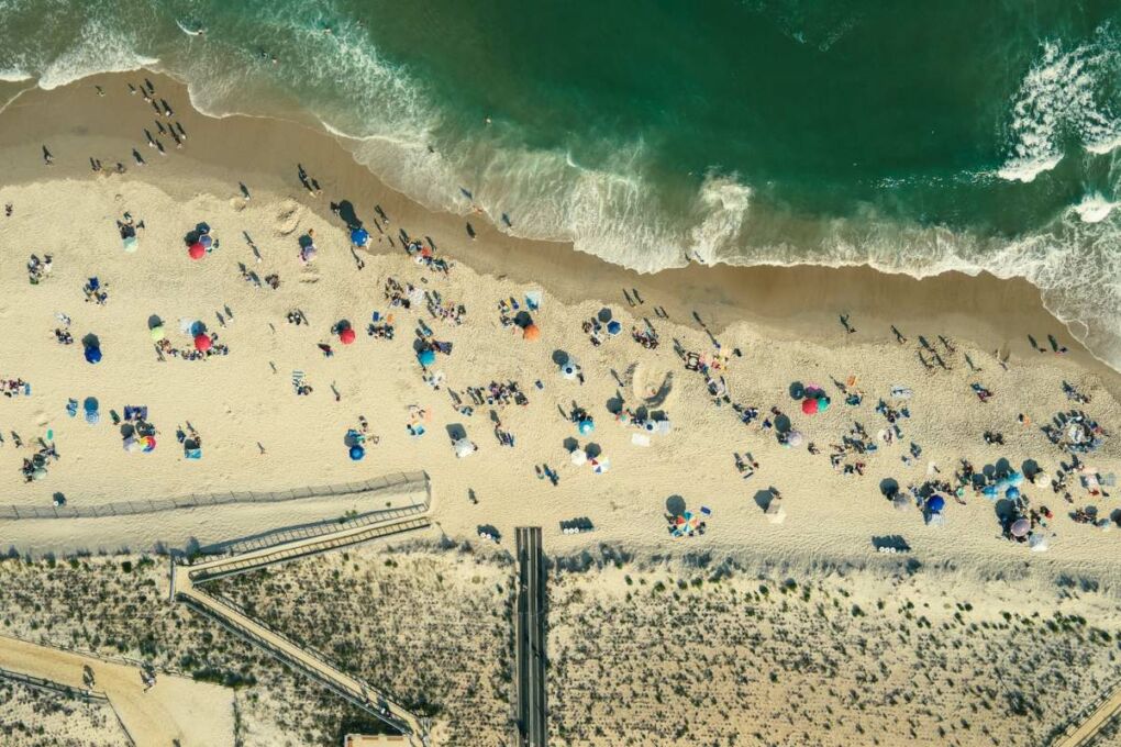 People relaxing on a Long Beach Island beach in New Jersey