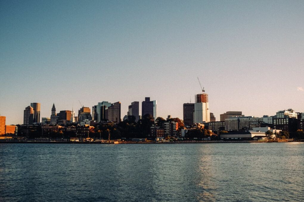 A stunning scene of the Boston Massachusetts skyline