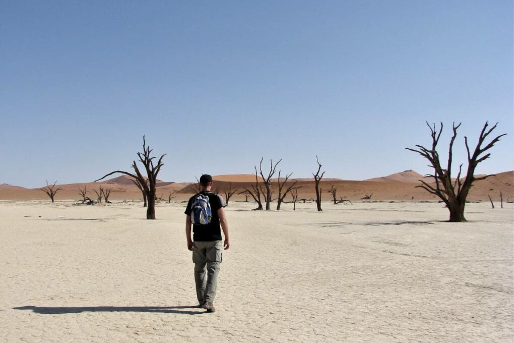 Tourist wandering around in Sossusvlei Namibia