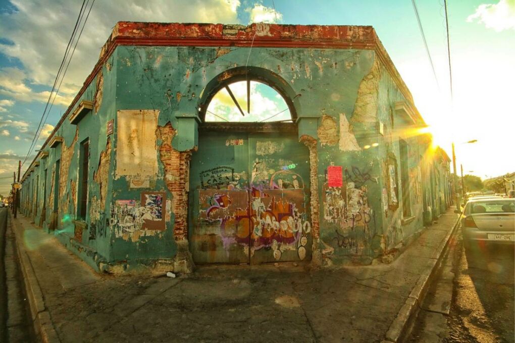 Street Corner covered in graffiti in Oaxaca