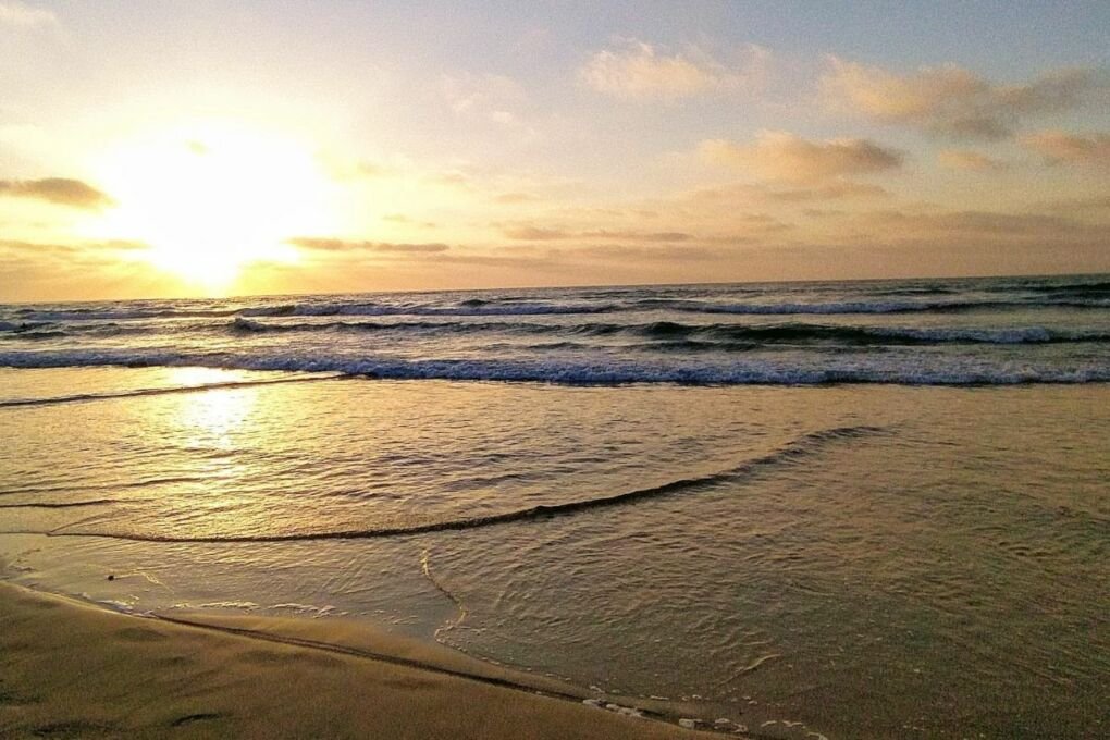 Sunset at the tourist attraction Ain Diab Beach Casablanca