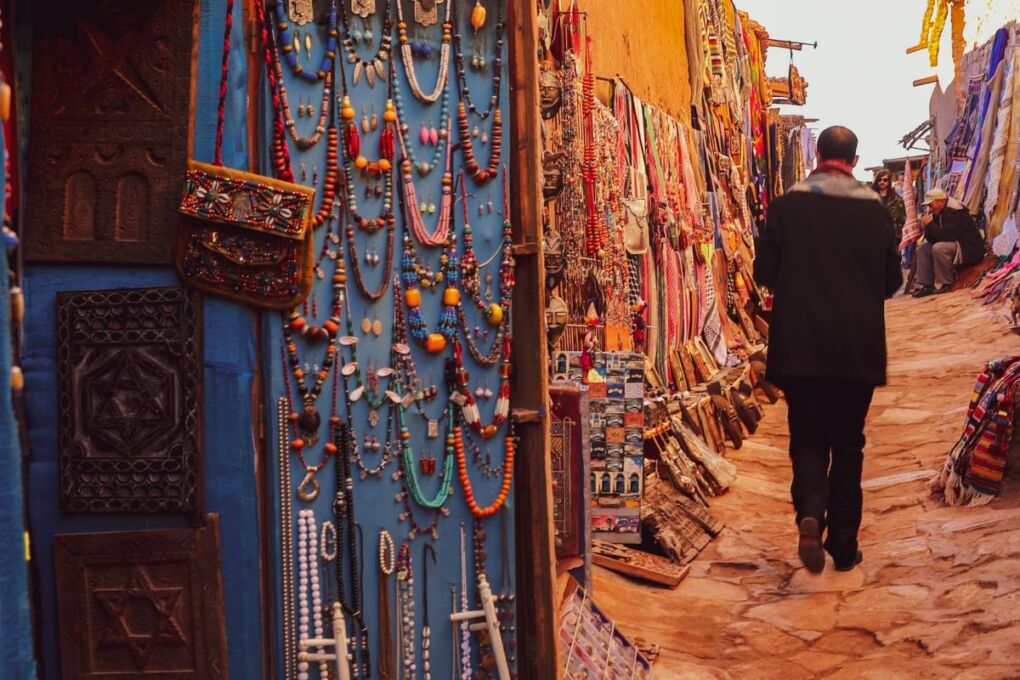 Tourist exploring the souk markets of Casablanca