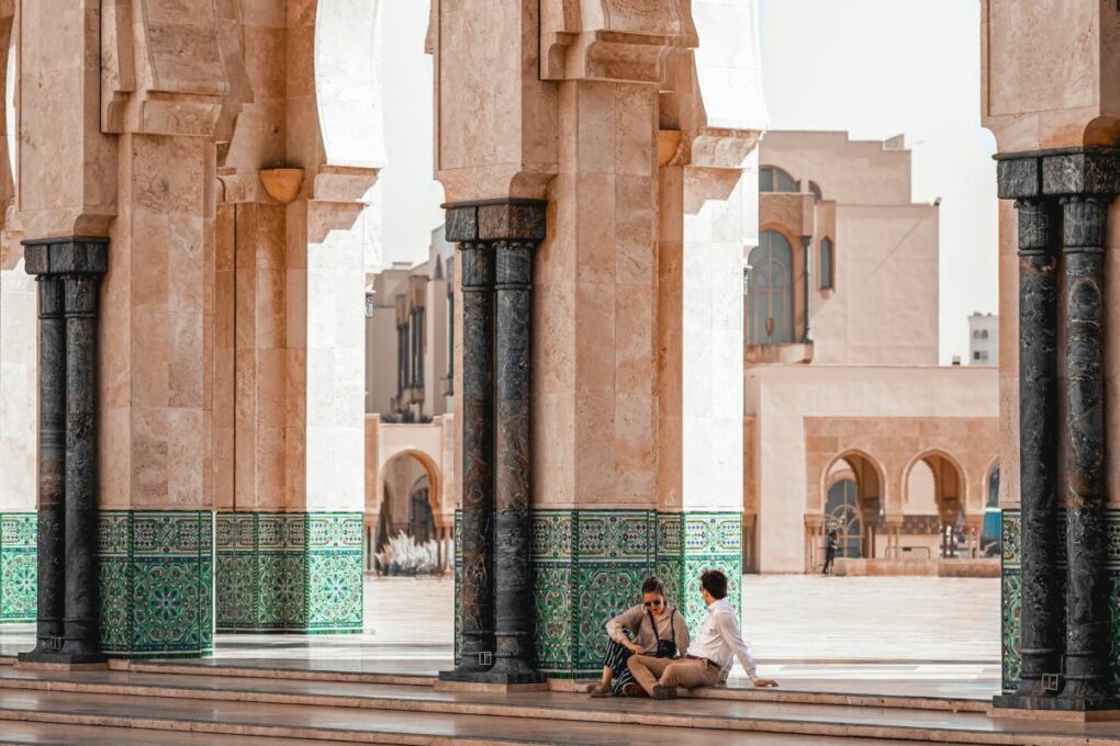 Tourists enjoying the Hassan II Mosque