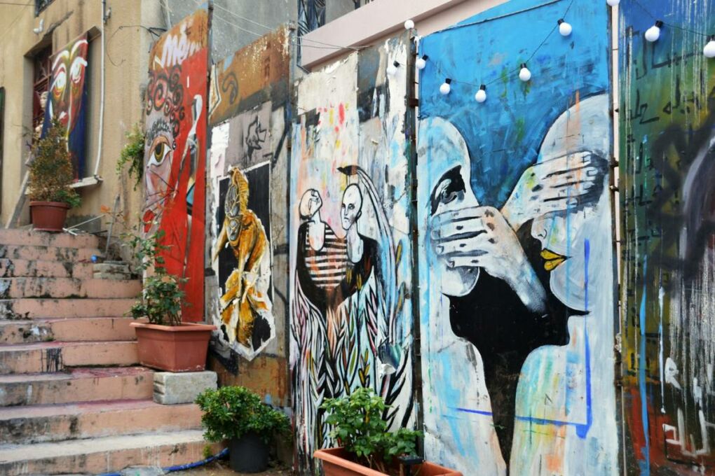 Graffiti showcasing street art scene in Beirut