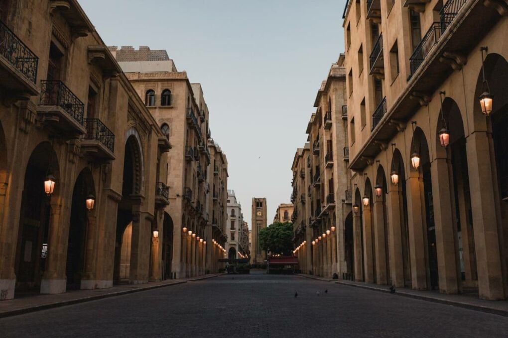 A walkway between beautiful buildings in Beirut