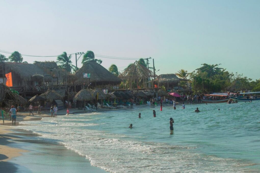 A busy beach in Cartagena Colombia