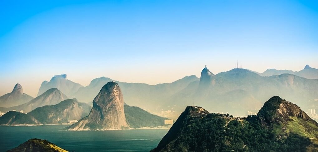 Mountain Skyline Ocean Rio De Janeiro||Lapa Sao Paulo|Sail boat in the ocean|Fortaleza cityscape||||Square Crystal Brasilia|Rubber Theatre Manaus|